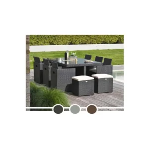 Ensemble de jardin encastrable 10 places plateau en verre Offre Exclusive