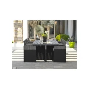Offre Du Jour Ensemble de jardin encastrable 8 places plateau en aluminium