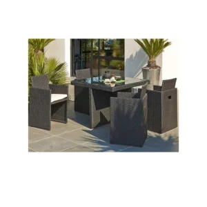 Meilleur Prix Ensemble de jardin encastrable 4 places plateau en verre