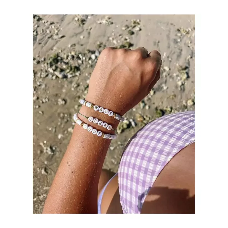 Bon Marché Bracelet Perles de Frangines - WAVE - Dorée Gris