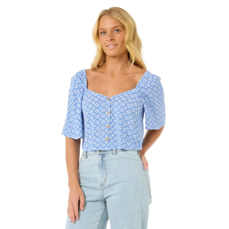 Expédié Aujourd'hui T-SHIRT RIP CURL SAN CARLOS BUTTON THROUGH TOP