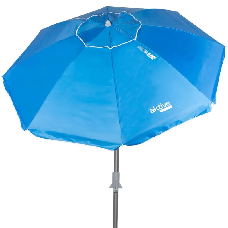 Aktive Parasol de plage 210 cm Antivition Beach With Inclinable Mast Dernier Modèle