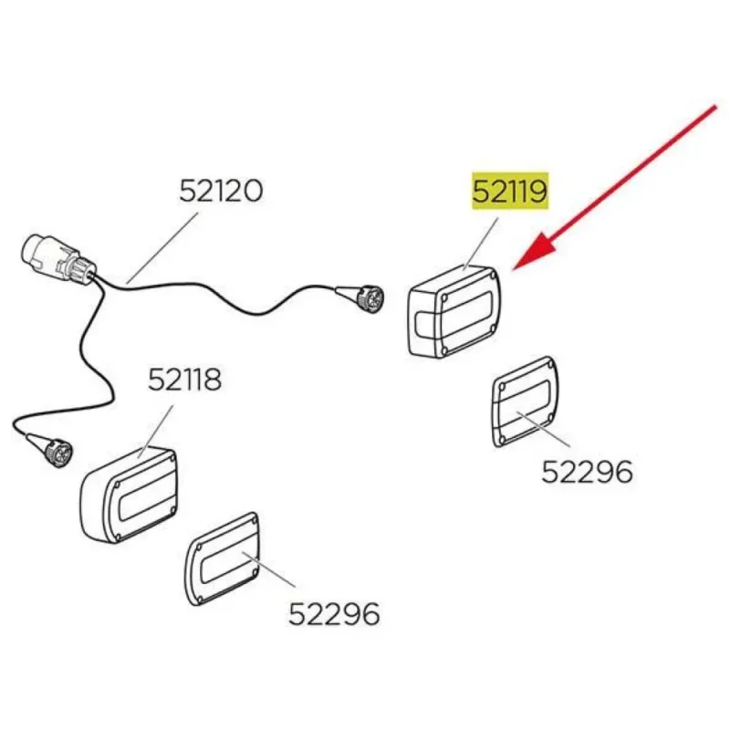 Thule Pièce de rechange Right Lamp Minipoint 7 Pin 52119 EuroRide/EuroPower/EuroWay G2 Usine Directe