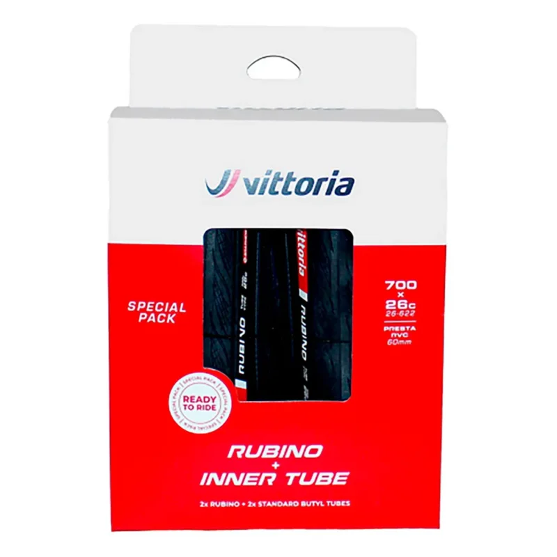 Vittoria Pneu de route 2x Rubino V G2.0 700C x 26 + 2x Tubes Achat Immédiat