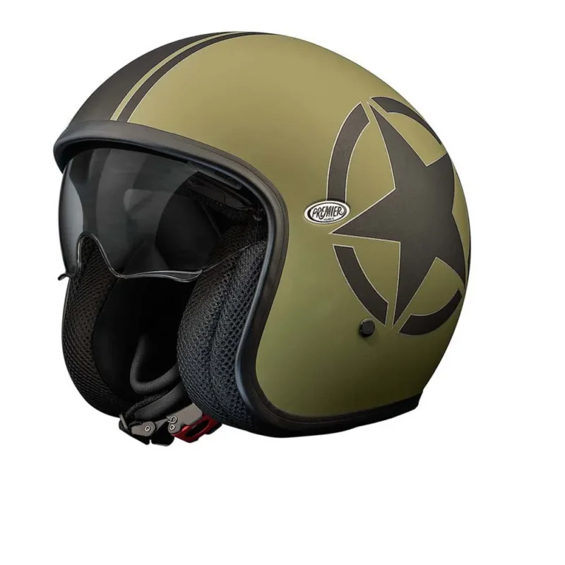 Premier Helmets Casque jet 23 Vintage Star Military BM 22.06 Vente Directe