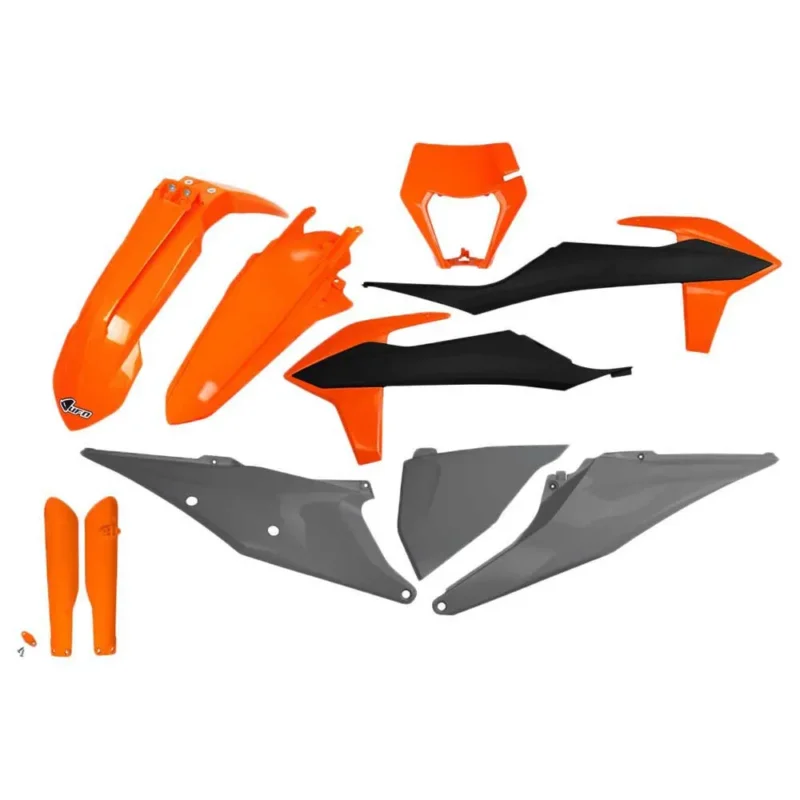 UFO Kit de plastique KTM EXC/EXC-F 2020-2021 With Headlight KTKIT527F-999X Fork Protectors & Commander Maintenant
