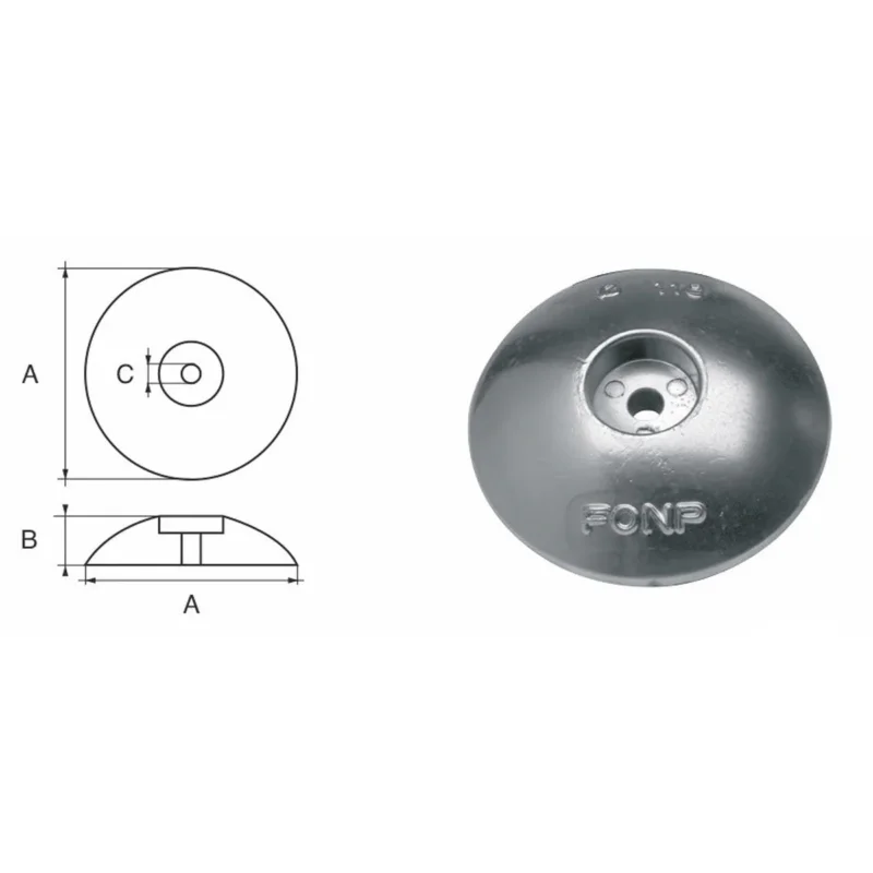 Circular Hull/Rudder Flange Anode Polipodio Commander Vite