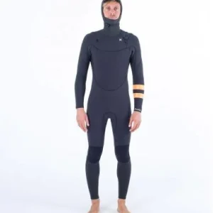 Certifié Combinaison Hurley PLUS 5/3MM HOOD CHEST ZIP - BLACK/GRAPHITE