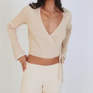 Pull cache coeur Rhythm BALLET WRAP TOP - Oatmeal Dernière Chance