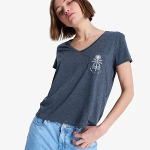 tee shirt femme roxy - LAGUNA GREEN V NECK Prix Bas