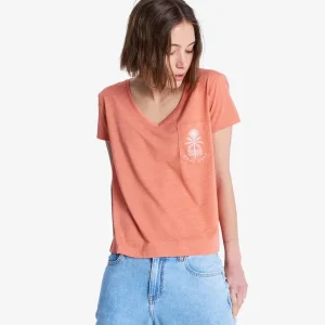 tee shirt femme roxy - LAGUNA GREEN V NECK Jusqu'à Épuisement Des Stocks