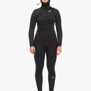 Combinaison de surf Billabong 5/4mm Synergy Cagoule Chest zip - WILD BLACK Top Vente